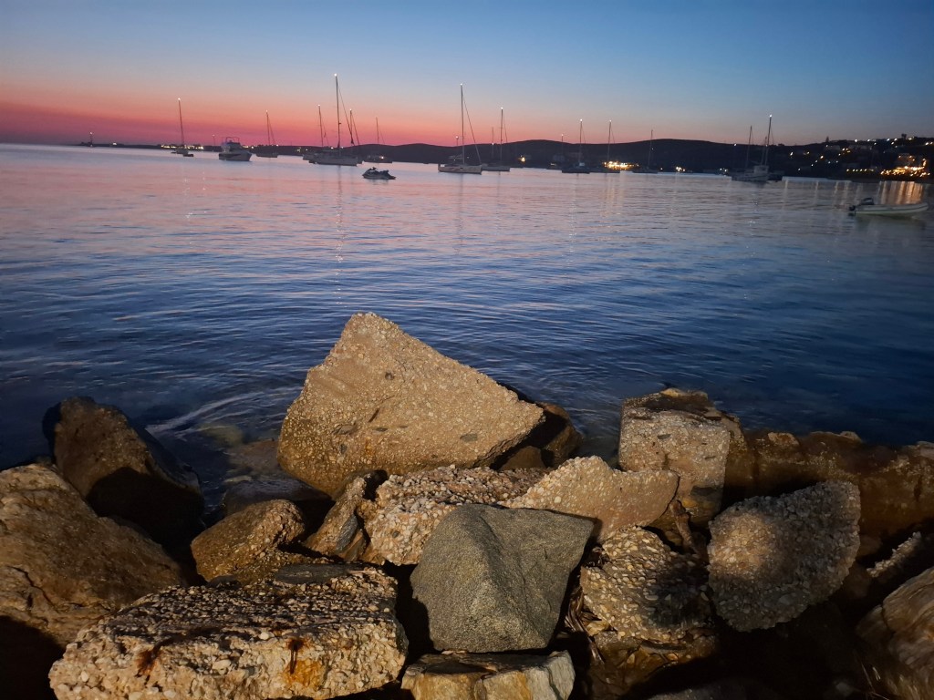 The sea against a sunset in Paros.